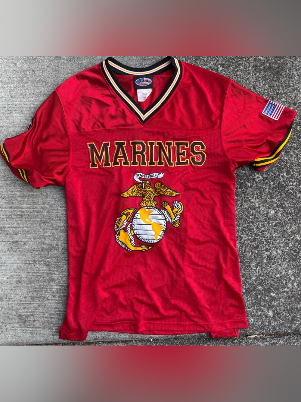 US MARINES JWM SIZE XL EMBROIDERED FOOTBALL STYLE JERSEY SEMPER FI